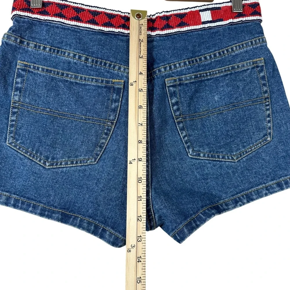 Vintage Tommy Hilfiger Beaded Waistband Denim Shorts Womens‎ 8 Medium Wash 1999